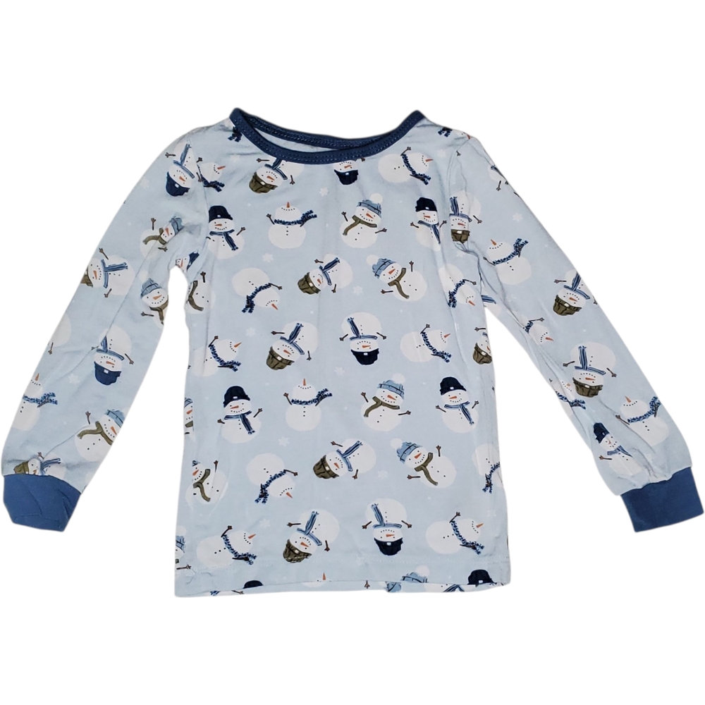 Milkberry Pajama Top Long-sleeve Blue Snowman Baby 18 Months